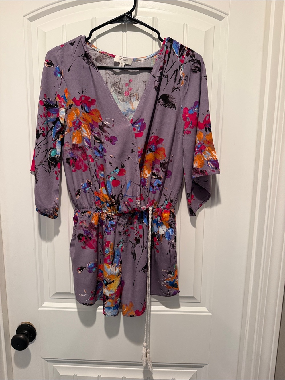 Umgee Lavender Floral V-Neck Romper